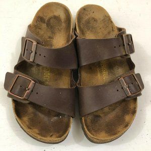Birkenstock Arizona Sandals Brown Straps Women's 5